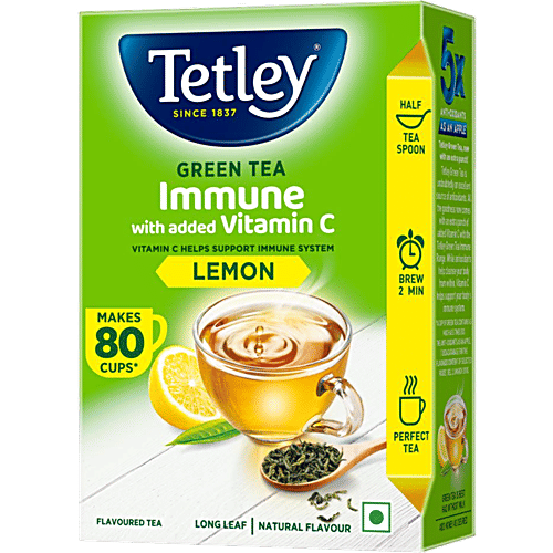 Tetley Lemon Flavour Loose Leaf Green Tea - With Added Vitamin C, 100 g Loose Green Tea Leaves, For Immune System