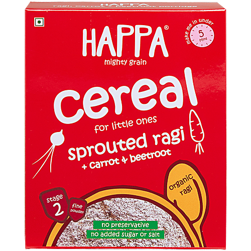 Happa Baby Food - Organic sprouted Ragi, Mango & Banana Porridge Mix, 6 Months+, 200 g Box No Added Additives & Preservatives