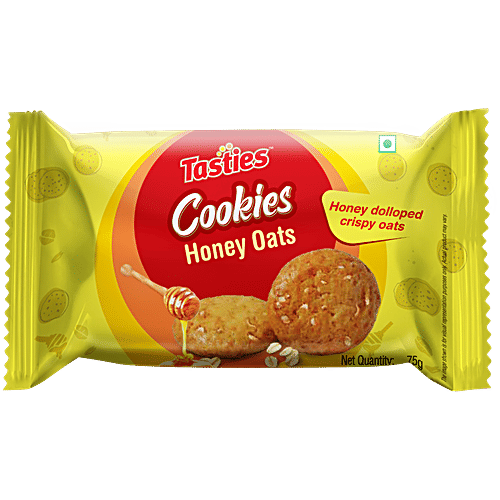Tasties Honey & Oats Cookies, 75 g  Honey Dolloped Crispy Oats