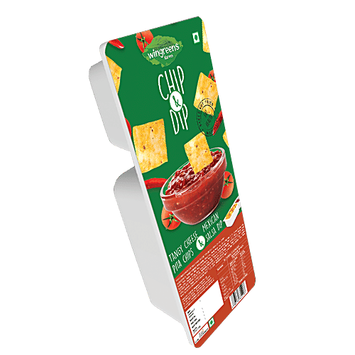 Wingreens Farms Tangy Cheese Pita Chips & Mexican Salsa Dip, 70 g Tray Pack Baked Not Fried