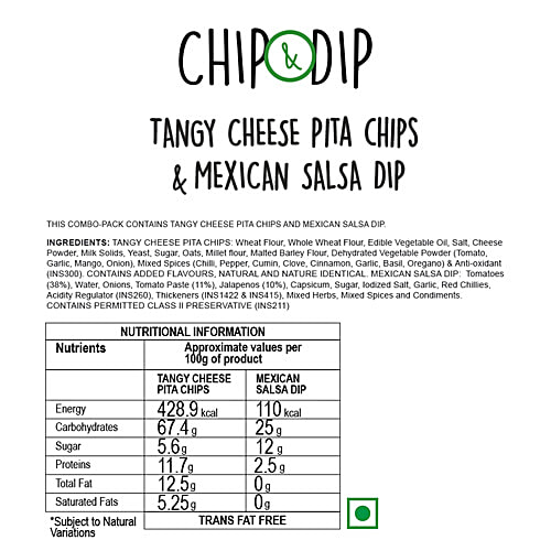 Wingreens Farms Tangy Cheese Pita Chips & Mexican Salsa Dip, 70 g Tray Pack Baked Not Fried