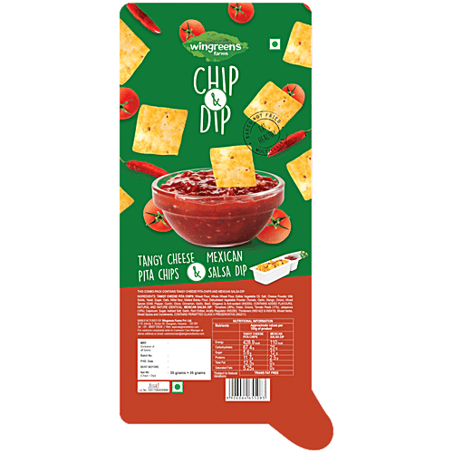Wingreens Farms Tangy Cheese Pita Chips & Mexican Salsa Dip, 70 g Tray Pack Baked Not Fried
