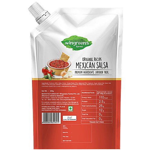 Wingreens Farms Original Recipe Mexican Salsa, 450 g Pouch Trans Fat Free