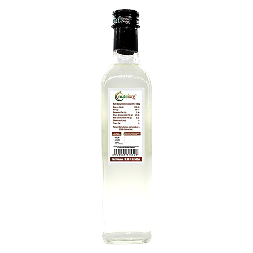 Nutriorg Certified Organic Extra Virgin Coconut Oil, 500 ml Glass Bottle 