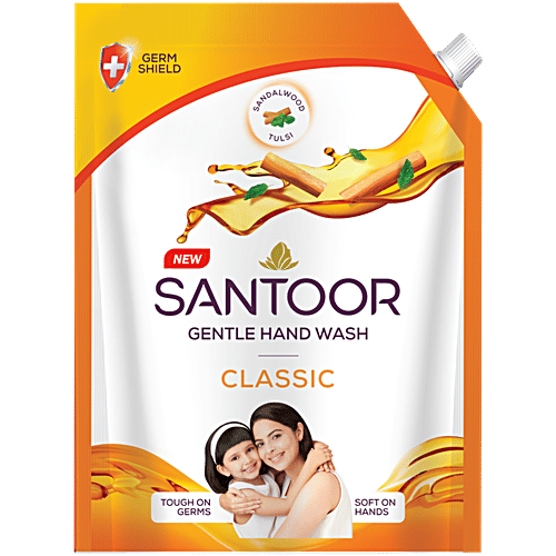 Santoor Classic Sandalwood & Tulsi Gentle Hand Wash, 1.3 L