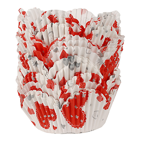 DP Baking Cupcake Paper Moulds - Red & White Hearts, BB101_3, 100 pcs  