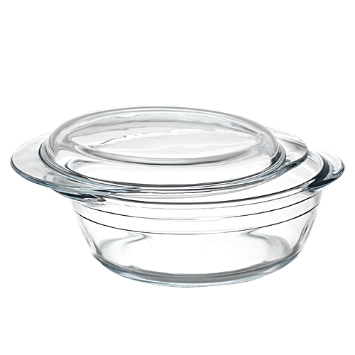LaOpala Borosilicate Tempered Glass Cook N Serve Casserole - With Lid, 1 pc  