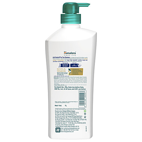 Himalaya Anti-Dandruff Shampoo - With Tea Tree Oil, Aloe Vera, For All Hair Types, 1 L  