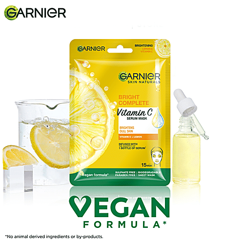 Garnier Skin Naturals - Light Complete, Face Serum Sheet Mask, Yellow, 32 g  