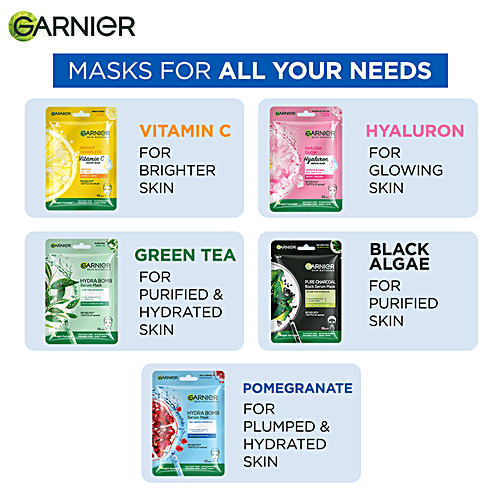 Garnier Skin Naturals Hydra Bomb Face Serum Sheet Mask - Hyaluronic Acid & Pomegranate, 28 g  