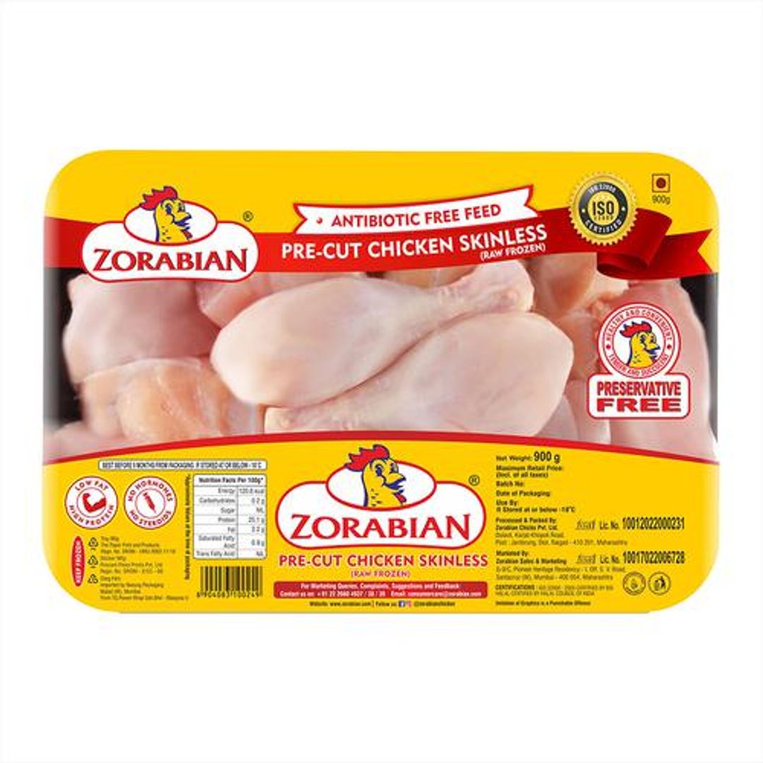 Zorabian Pre-Cut Chicken - Skinless, Raw Frozen, 900 g Tray