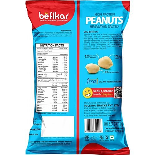 Buy Befikar High Protein Peanuts Himalayan Salted Online at Best