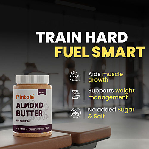 Pintola Almond Butter - Creamy , All Natural, Unsweetened, 200 g  Almond Butter for Bread Spreads