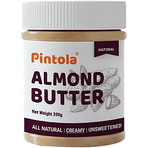 Pintola Almond Butter - Creamy , All Natural, Unsweetened, 200 g  Almond Butter for Bread Spreads
