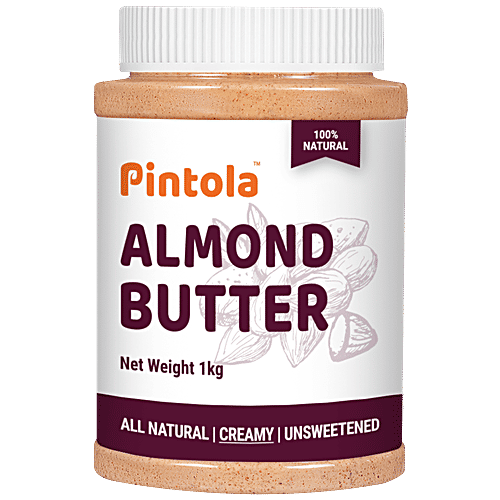 Pintola All Natural Almond Butter - Unsweetened, Creamy, 1kg  