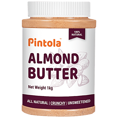 Pintola All Natural Almond Butter - Unsweetened, Crunchy, 1kg  