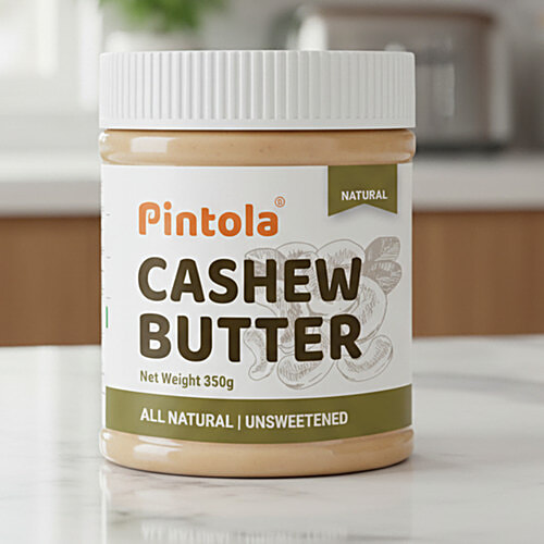 Pintola Cashew Butter - All Natural, Vegan, Gluten & Cholesterol Free, Unsweetened, 350 g  Natural, High In Protein & Dietary Fibre
