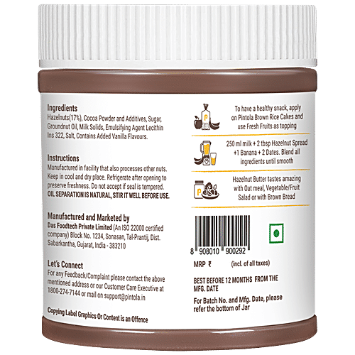 Pintola Hazelnut Cocoa Spread, 350 g  