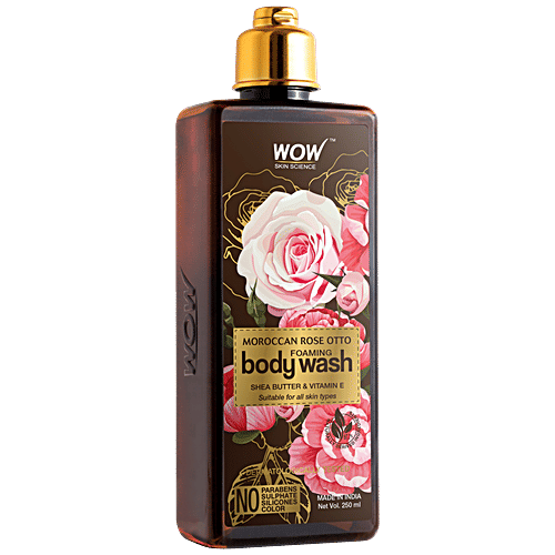 Wow Skin Science Moroccan Rose Otto Foaming Body Wash - Shea Butter & Vitamin E, No Parabens, 250 ml