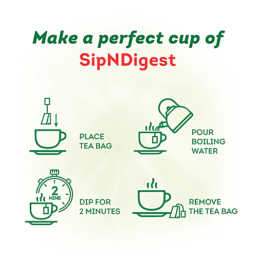 Lipton SipNDigest - With Green Tea, Ginger, Tulsi & Rock Salt, Spiced Green Tea Bags, 25 pcs (25 Bags x 1.8 g Each)