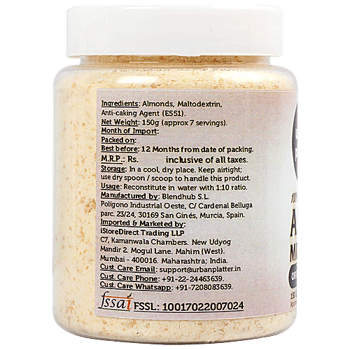 Urban Platter Almond Milk Powder - 100% Dairy-Free, Original & Unsweetened, 150 g Jar 