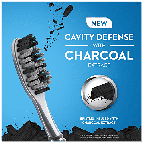 Oral-B Cavity Defense Toothbrush With Charcoal Extract, Soft, Cleans Deep, Removes Stain, 2 pcs (Buy 2 Get 2 Free) Cup Shaped Bristles