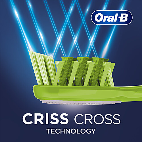 Oral-B Criss Cross Anti-Plaque, Toothbrush - With Neem Extract, Medium, Removes Germs, 2 pcs (Buy 2 Get 2 Free) Removes Upto 90% Germs