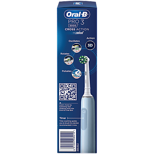 Oral-B Oral B Pro 3 Electric Toothbrush, 3 modes with Triple pressure control, replaceable brush head included, 1 pc  Removes Up to 100% More Plaque
