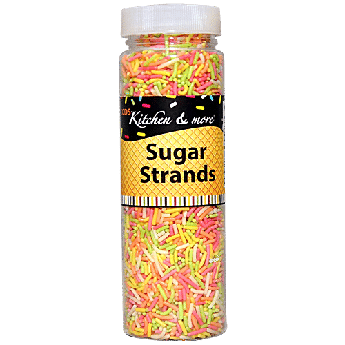 CCDS Toppings Rainbow Fancy Sugar Strands For Cake Decoration, 125 g Plastic Bottle 