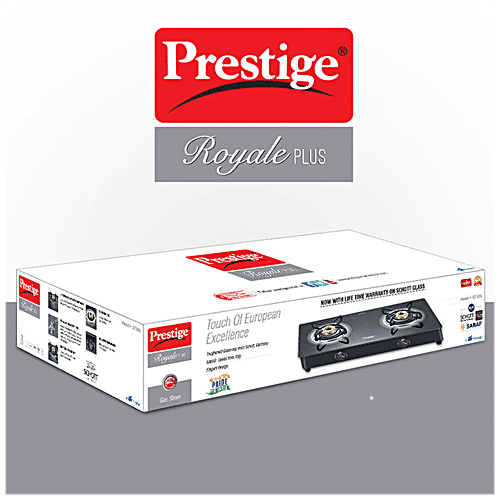 Prestige Gas Stove-2 Burner Royale Plus Schott Glass, Black (40081), 1 pc