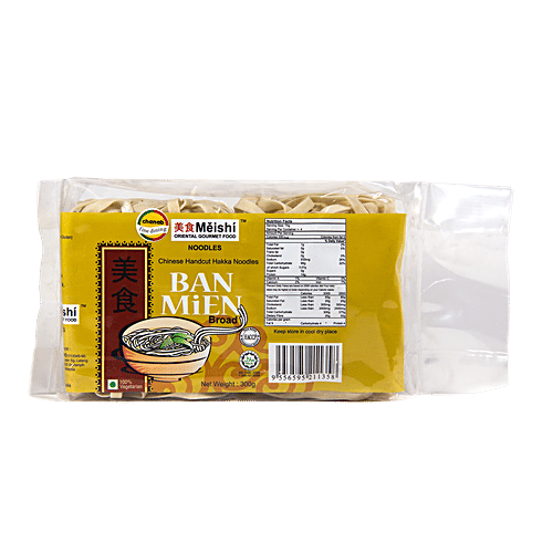 Meishi Ban Mien Handcut Hakka Broad-Size Noodles, 300 g  No Trans Fat, No Cholesterol