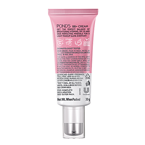 Ponds BB+ Cream - Rich In Vitamin, Instant Spot Coverage, Make-Up Glow, 30 g Light 