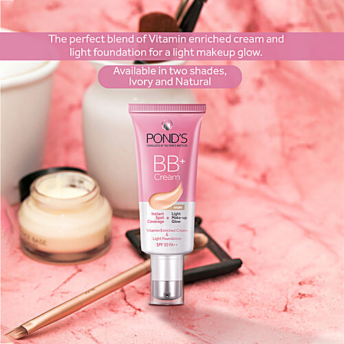 Ponds BB+ Cream - Rich In Vitamin, Instant Spot Coverage, Make-Up Glow, 30 g Light 