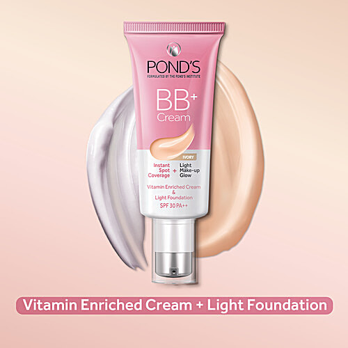 Ponds BB+ Cream - Rich In Vitamin, Instant Spot Coverage, Make-Up Glow, 30 g Light 