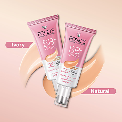 Ponds BB+ Cream - Rich In Vitamin, Instant Spot Coverage, Make-Up Glow, 30 g Light 