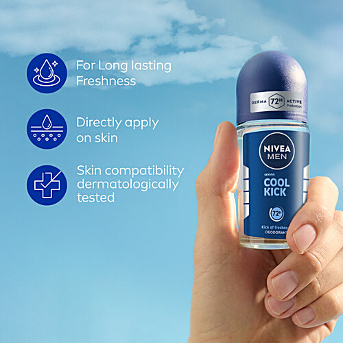 Nivea Cool Kick Deodorant Roll On - 48h Long Lasting Freshness, 50 ml  48h Long lasting Freshness