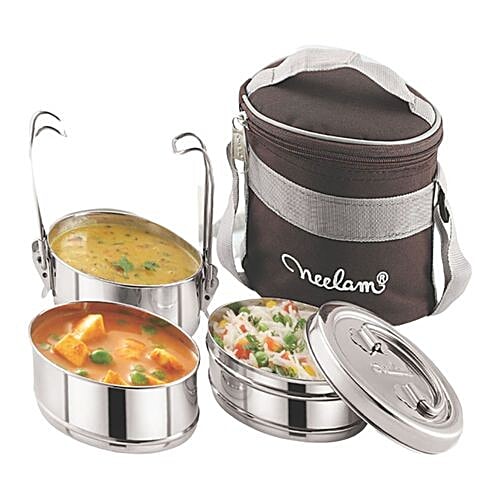 Buy Neelam Stainless Steel LunchTiffin Box 3 Containers With Bag