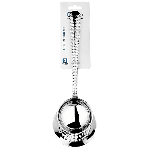 bb home Stainless Steel Kitchen Tools - Turner + Skimmer + Ladle, Hammered, 3 pcs  Hammered