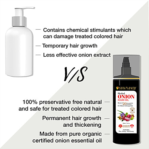 Soulflower Onion Hair Oil - For Hair Growth & Hair Fall Control, Enriched With Amla, 220 ml  Paraben Free, Silicone Free