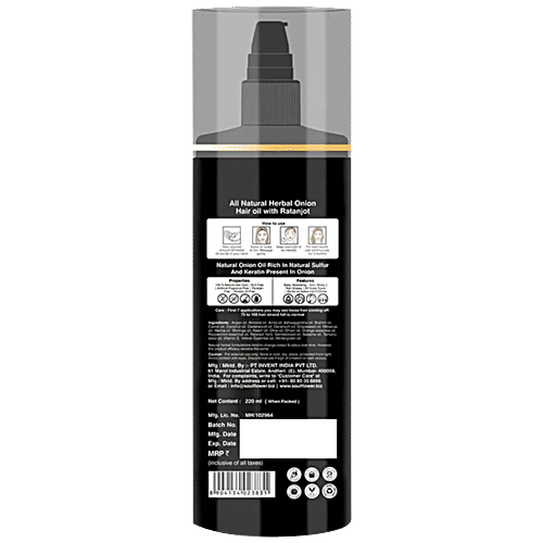 Soulflower Onion Hair Oil - For Hair Growth & Hair Fall Control, Enriched With Amla, 220 ml  Paraben Free, Silicone Free
