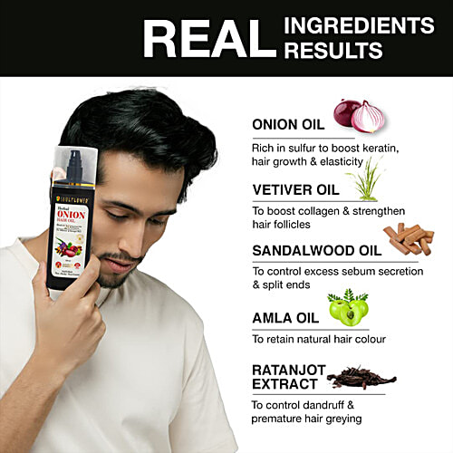 Soulflower Onion Hair Oil - For Hair Growth & Hair Fall Control, Enriched With Amla, 220 ml  Paraben Free, Silicone Free