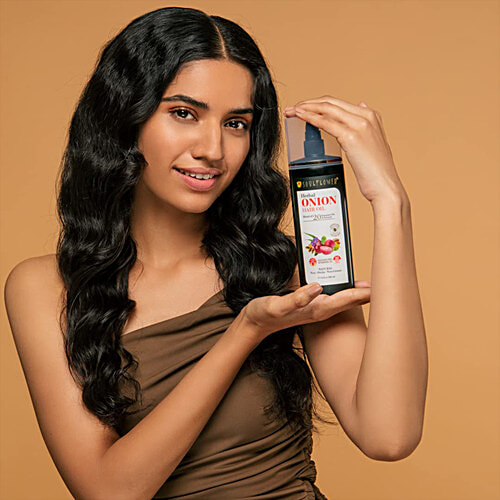 Soulflower Onion Hair Oil - For Hair Growth & Hair Fall Control, Enriched With Amla, 220 ml  Paraben Free, Silicone Free