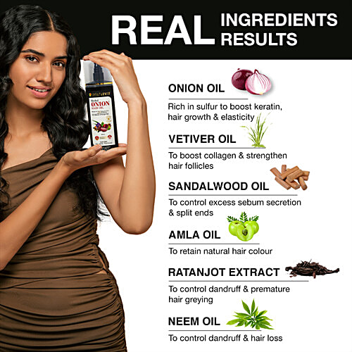 Soulflower Onion Hair Oil - For Hair Growth & Hair Fall Control, Enriched With Amla, 220 ml  Paraben Free, Silicone Free