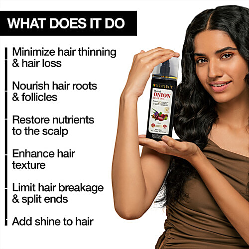 Soulflower Onion Hair Oil - For Hair Growth & Hair Fall Control, Enriched With Amla, 220 ml  Paraben Free, Silicone Free