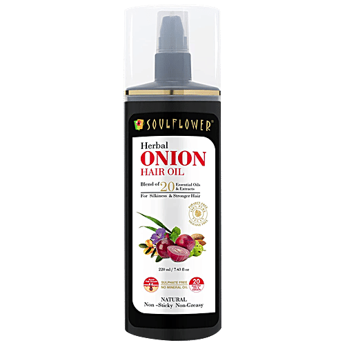 Soulflower Onion Hair Oil - For Hair Growth & Hair Fall Control, Enriched With Amla, 220 ml  Paraben Free, Silicone Free