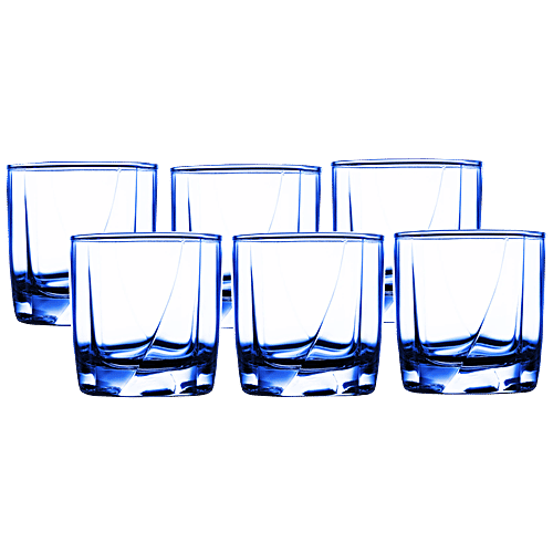 BB Home Gradient Blue Whisky/Juice Glass Tumbler, 326 ml (Set of 6) 
