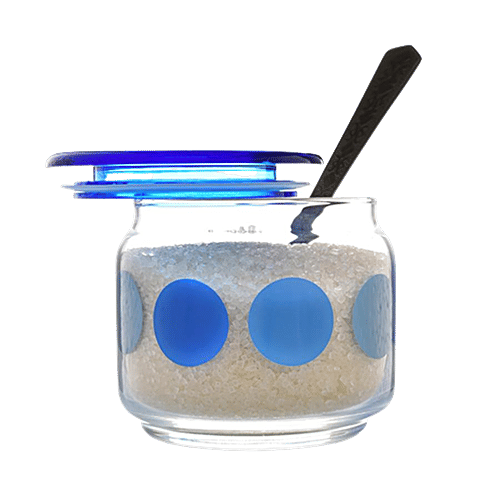 bb home Marino Airtight Storage Jar with Blue Lid - Transparent, Glass, Plain, Round, 370 ml (Set of 2) Dishwasher Safe