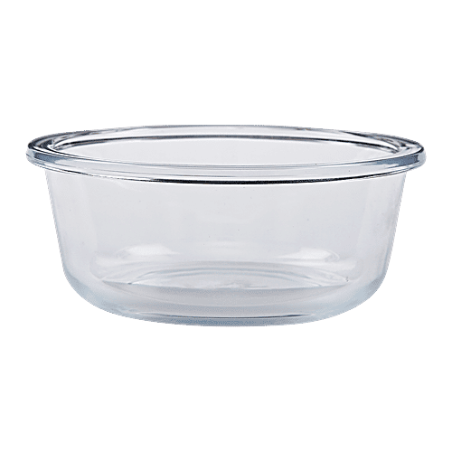 bb home Food Container with Dark Blue Lid - Transparent, Borosilicate Glass, Plain, Square, 800 ml  Dishwasher Safe
