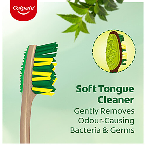 Colgate ZigZag Neem Soft Toothbrush, 3 pcs Soft Tongue Cleaner, Zig Zag Bristle, Deep Clean Between Teeth
