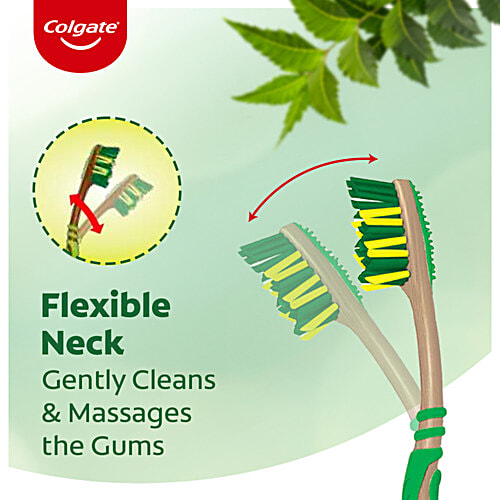 Colgate ZigZag Neem Soft Toothbrush, 3 pcs Soft Tongue Cleaner, Zig Zag Bristle, Deep Clean Between Teeth
